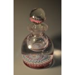 A late 19th century millefiori combination inkwell and paperweight, globular stopper, 16cm high, c.