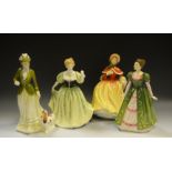 A Royal Doulton figure, Autumn, HN5323; Sarah HN2852; Gemma HN3681; another ,