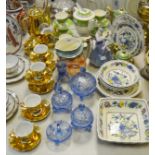 Ceramics and Glass - Masons Regency pattern ceramics; a blue glass dressing table part set;