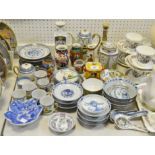 Oriental Ceramics - a Japanese blue and white crab bowl; an eggshell part tea service; tea canister;