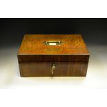 A 19th century mahogany and brass inlaid campaign writing box, initialled B G,