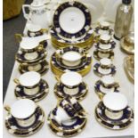 A Royal Crown Derby Vine Cobalt pattern dinner service, for six, comprising dinner plates,