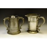 Oxford Boating Club - A three handled pewter tankard inscribed 'B.N.