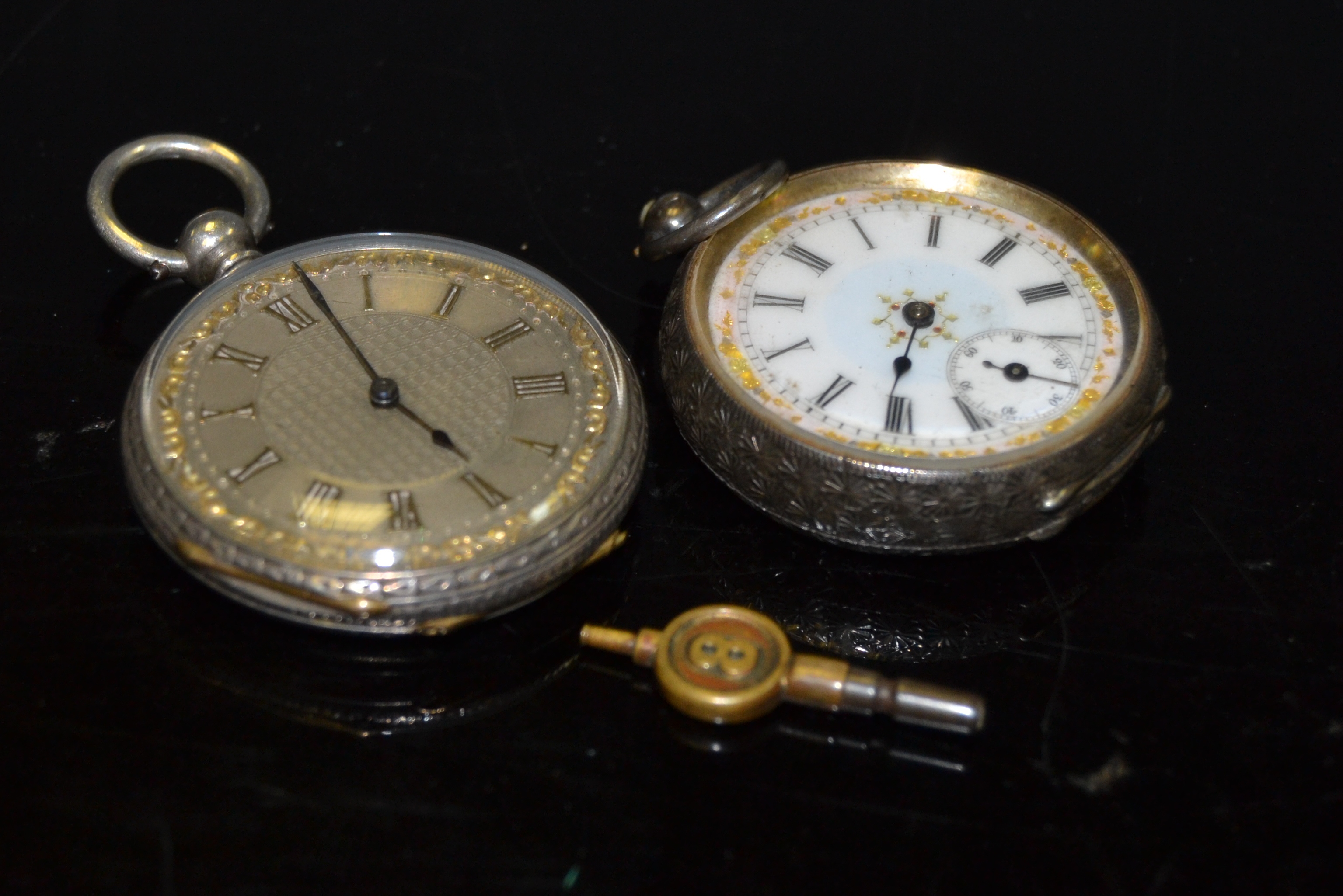 A Victorian silver cased open face pocket watch, silvered dial,