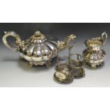 Plated ware - a melon shaped teapot by Barker Bros,