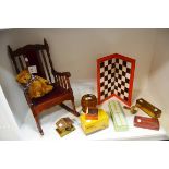 Ephemera - a Doll's rocking chair; a small Teddy; an oak tobacco jar c.