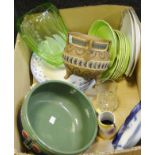 Ceramics - a Doulton Lambeth stoneware Tyg; Crown Ducal side plates; an Art Nouveau jardiniere;