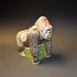 A Royal Crown Derby paperweight, Mountain Gorilla, gold stopper,