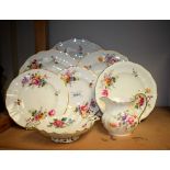 Royal Crown Derby - a posies pattern cake plate; others side plates,