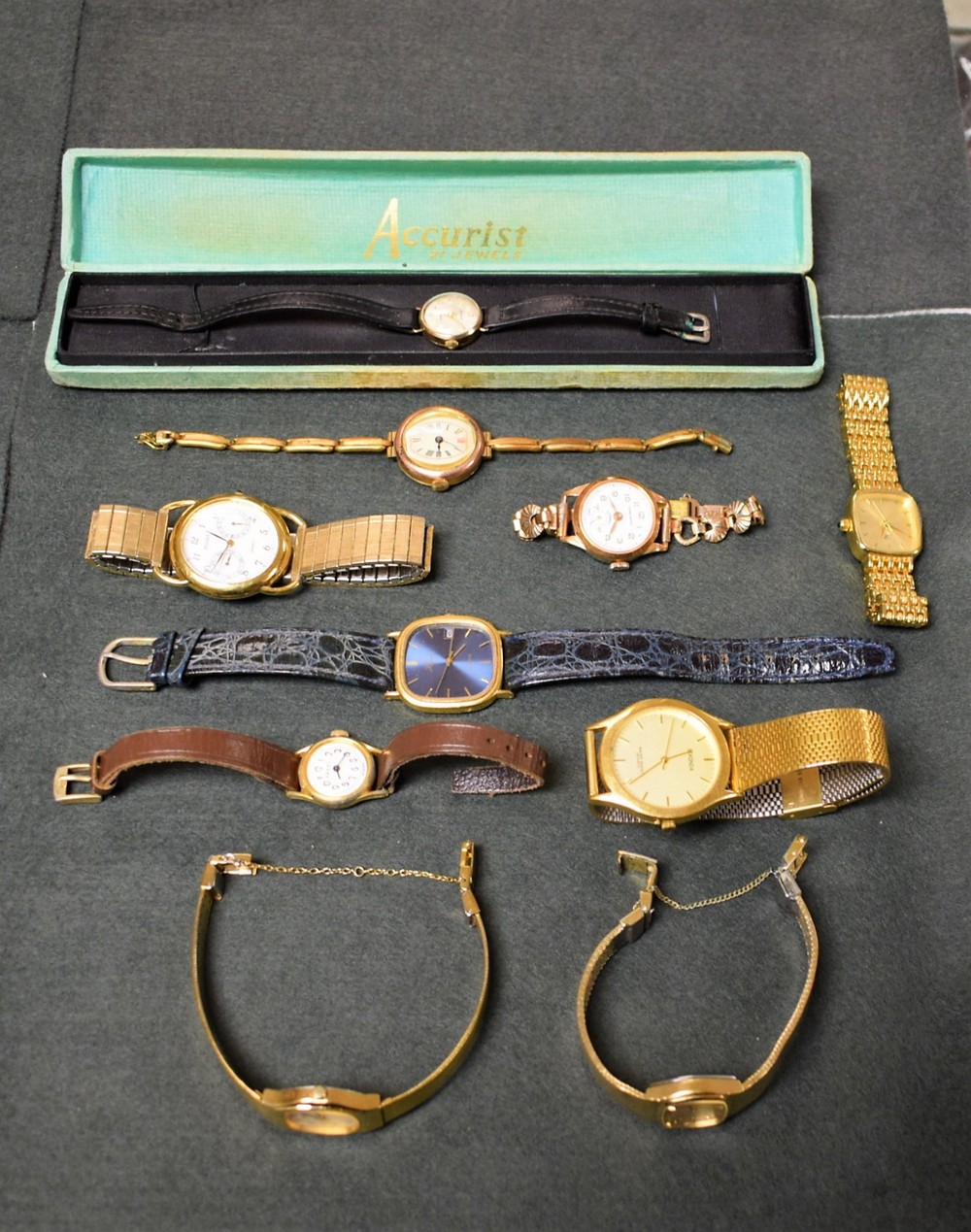 Watches - a vintage ladys rolled gold cased wrist watch; others Accurist, Sekonda, Ferel, Seiko,