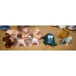 Ceramics - Poole animals glazed in tones of turqoise, brown and naturalistic including squirrels,