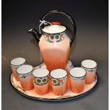 A Limoges Art Nouveau eight piece coffee or liqueur set