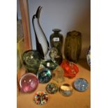 Studio Glass - a Holmgard glug decanter, vase, etc.; Selkirk paperweight; etc.