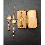 A lady's 9ct gold wristwatch,