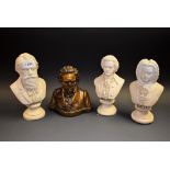 A musical library bust, of Mozart; others, Beethoven, Bach,