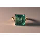 A Columbian square emerald cut emerald solitaire ring, 7.09ct measuring 11.50 x 11.35 x 7.