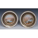 A pair of Aynsley Named View cabinet plates, painted with Loch Lomond and Loch Katrine,