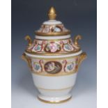 An English porcelain sorbet pail, liner, middle cover and domed cover,