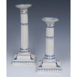 A Wedgwood Pearlware candlestick, dished sconce, fluted column, spreading square fluted base,