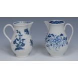 A Caughley Peony pattern sparrow beak jug, painted with scrolling foliage, the interior with band,