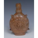 A 19th century brown salt glazed stoneware flask,