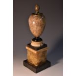 A gilt-metal mounted Derbyshire fluorspar mantel vase, possibly Crich, bud finial,