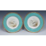 A pair of Wedgwood shaped circular plates, painted by Holland, signed, with Roach and Barbel,