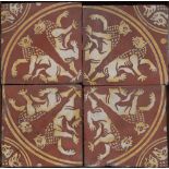 A set of four Victorian Gothic Revival encaustic tiles, possibly Minton,