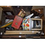 Boxes and Objects - a quantity of National Fire Service buttons; an oak letter rack;