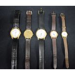 Watches - a gentleman's gold plated Rotary wristwatch, baton indicators,