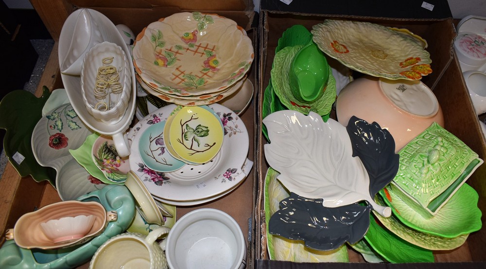 Ceramics - Carlton Ware, leaf dishes, Beswick, Shorter, salad drainers on stands,