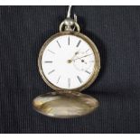 A continental silver full hunter pocket watch, Robert Monnuot Locle, white enamel dial,