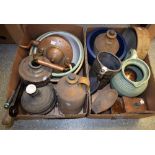 Boxes and Objects - a copper kettle; a Derbyshire Royal Infirmary wooden charity box;