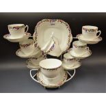 An Anchor China Art Deco banded six setting tea service