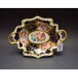 A mid 19th century Staffordshire porcelain two handled dish,