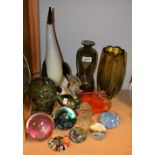 Studio Glass - a Holmgard glug decanter, vase, etc.; Selkirk paperweight; etc.