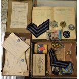 An Army Book 155; a Royal Airforce observers and Air Gunners flying log book, ration book,