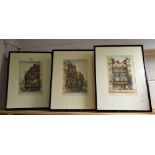 E Sharland, by and after, a set of three, Holborn London, Fleet Street London, The Old Mint Bristol,