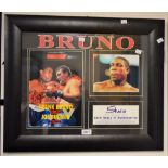 A framed boxing programme, signed by Frank Bruno,