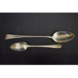 A large George III silver serving spoon,