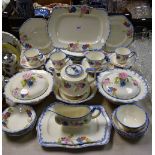 Ceramics - a vintage James Kent floral painted and cast tea and dinner set including two tureens,