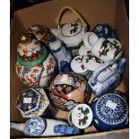 Ceramics - a Chinese blue and white ginger jar; another similar,