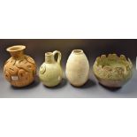 Studio Pottery - Roma Watts, Derby potter, a single handled flagon; an ovoid vase,