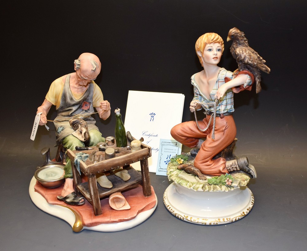 A Capodimonte model, The Shoemaker, with certificate; another,