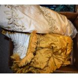 Textiles - gold silk Damask curtain,