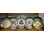 Ceramics - a set of five 19th century English Porcelain botanical dessert plates;