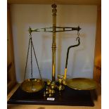 A pair of 20th century Librasco 1lb brass balance sales and weights