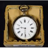 A Continental Argenta silver openface pocket watch, white dial, Roman numerals, key wind movement,