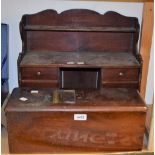 A vintage Gledhill's patent wooden cash till, no 38963; a smokers cabinet, six hole pipe rack,