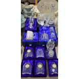 Glass - a Royal Scot crystal millennium mallet decanter and pair of tumblers;